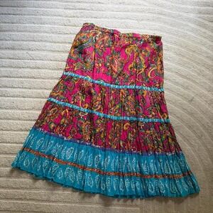 VTG Y2K Choices Pink blue paisley maxi skirt size xl Hippie indie party